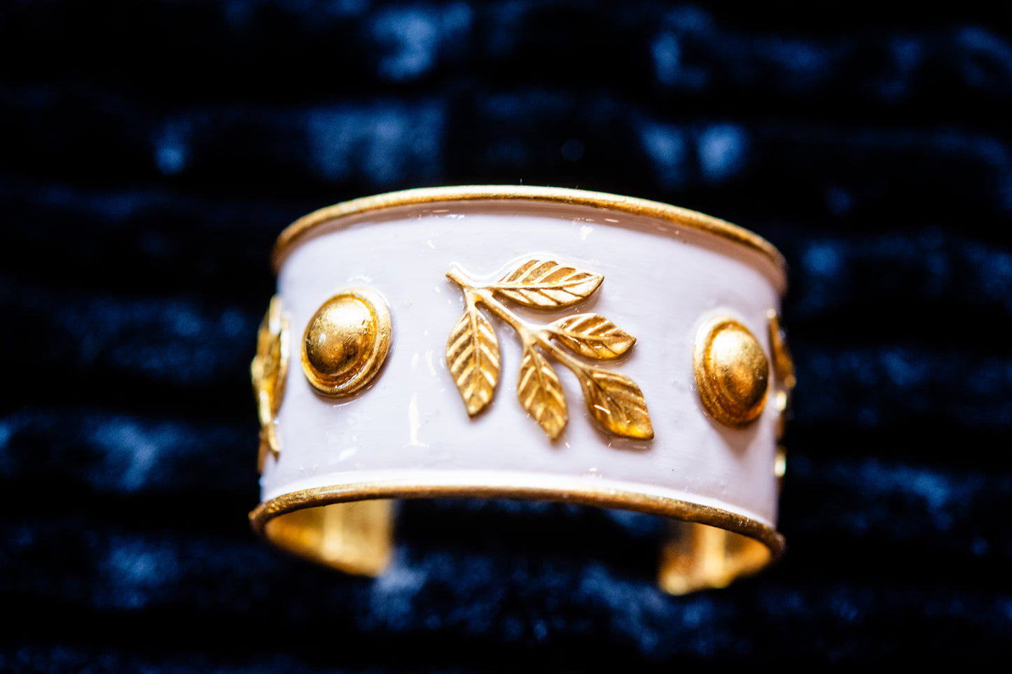 Gold and Cream Acanthus Vine Cuff Bracelet