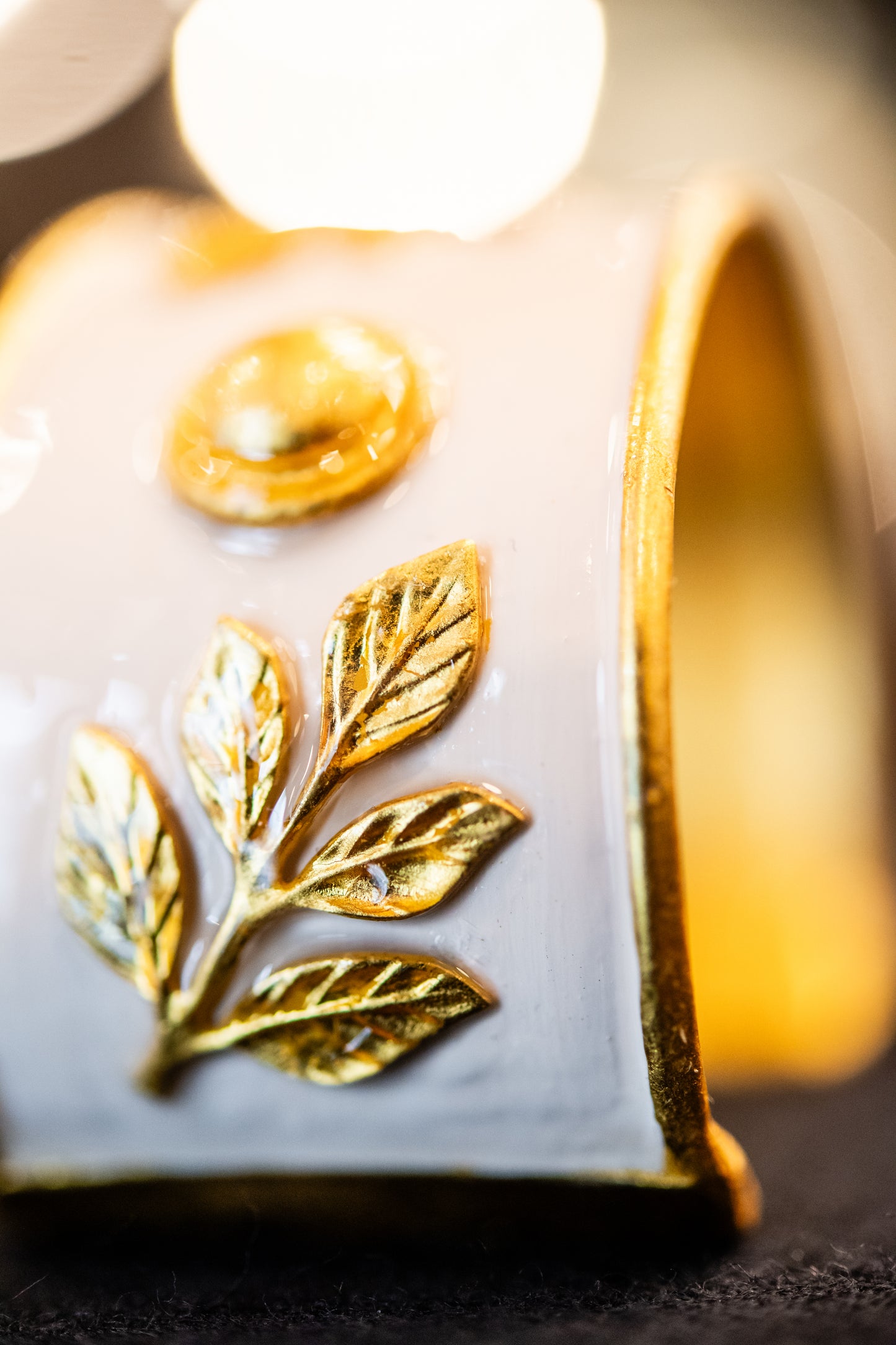 Gold and Cream Acanthus Vine Cuff Bracelet