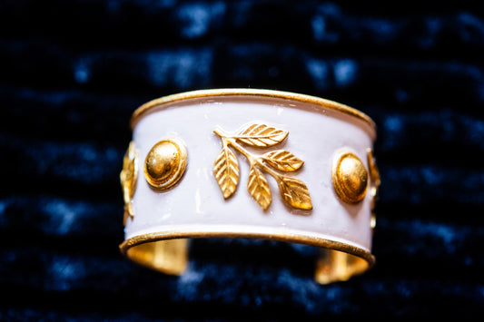 Gold and Cream Acanthus Vine Cuff Bracelet