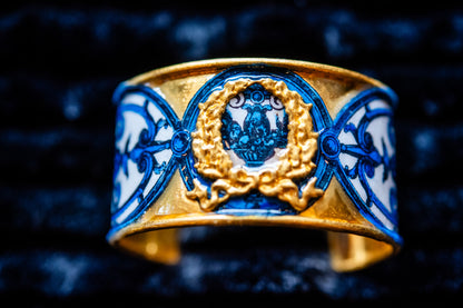 Gold and Ceylon Blue Laurel Wreath Cuff Bracelet