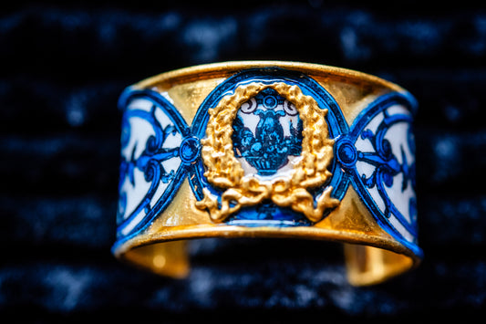Gold and Ceylon Blue Laurel Wreath Cuff Bracelet